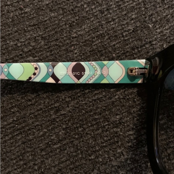 Emilio Pucci EP97 02C  BLACK W/Emerald Green Gaiola Print Sunglasses W Case - Picture 4 of 9